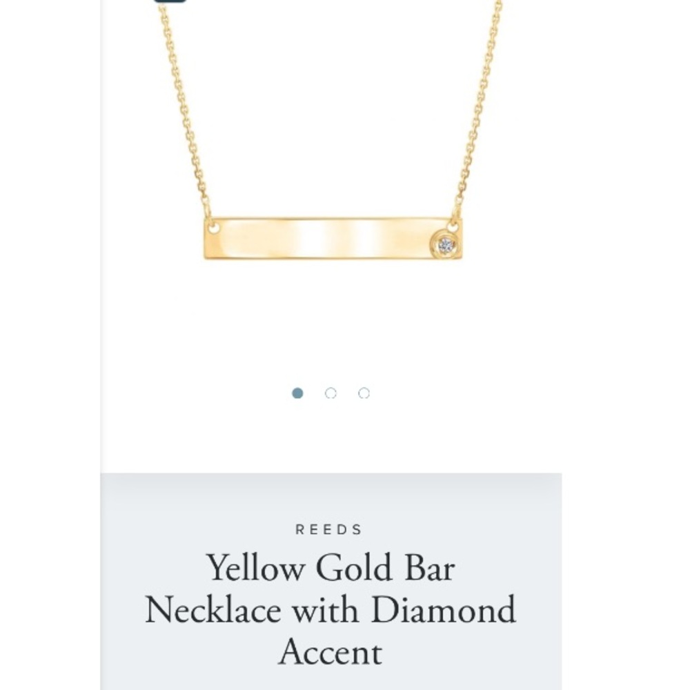 Reeds Yellow Gold Bar Necklace w Diamond Accent
